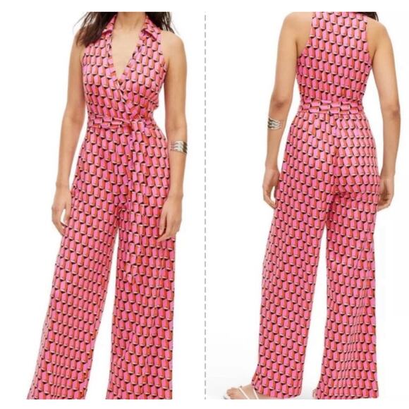 Diane Von Furstenberg for Target Sleeveless Pink Jumpsuit Geometric size XL NWT - Picture 1 of 9